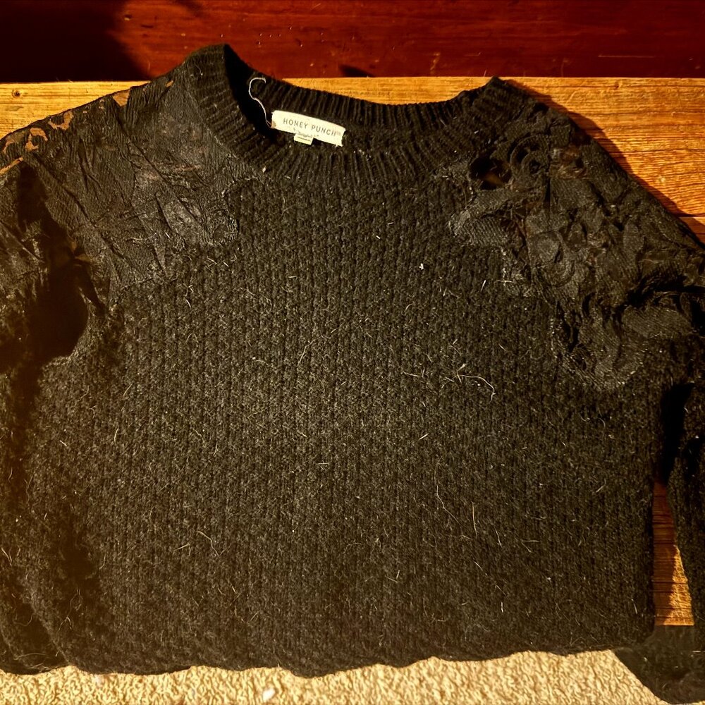 Black Sweater with Lace shoulders